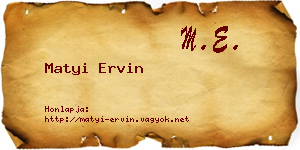Matyi Ervin névjegykártya